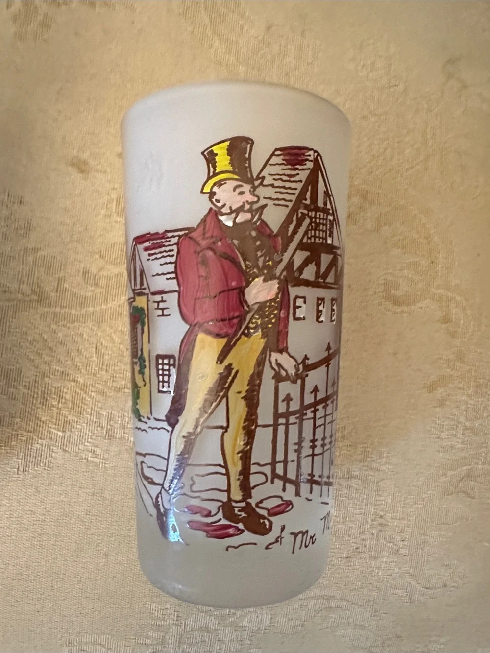 Hazel Atlas 1950s Charles Dickens 12oz frosted highball glasses